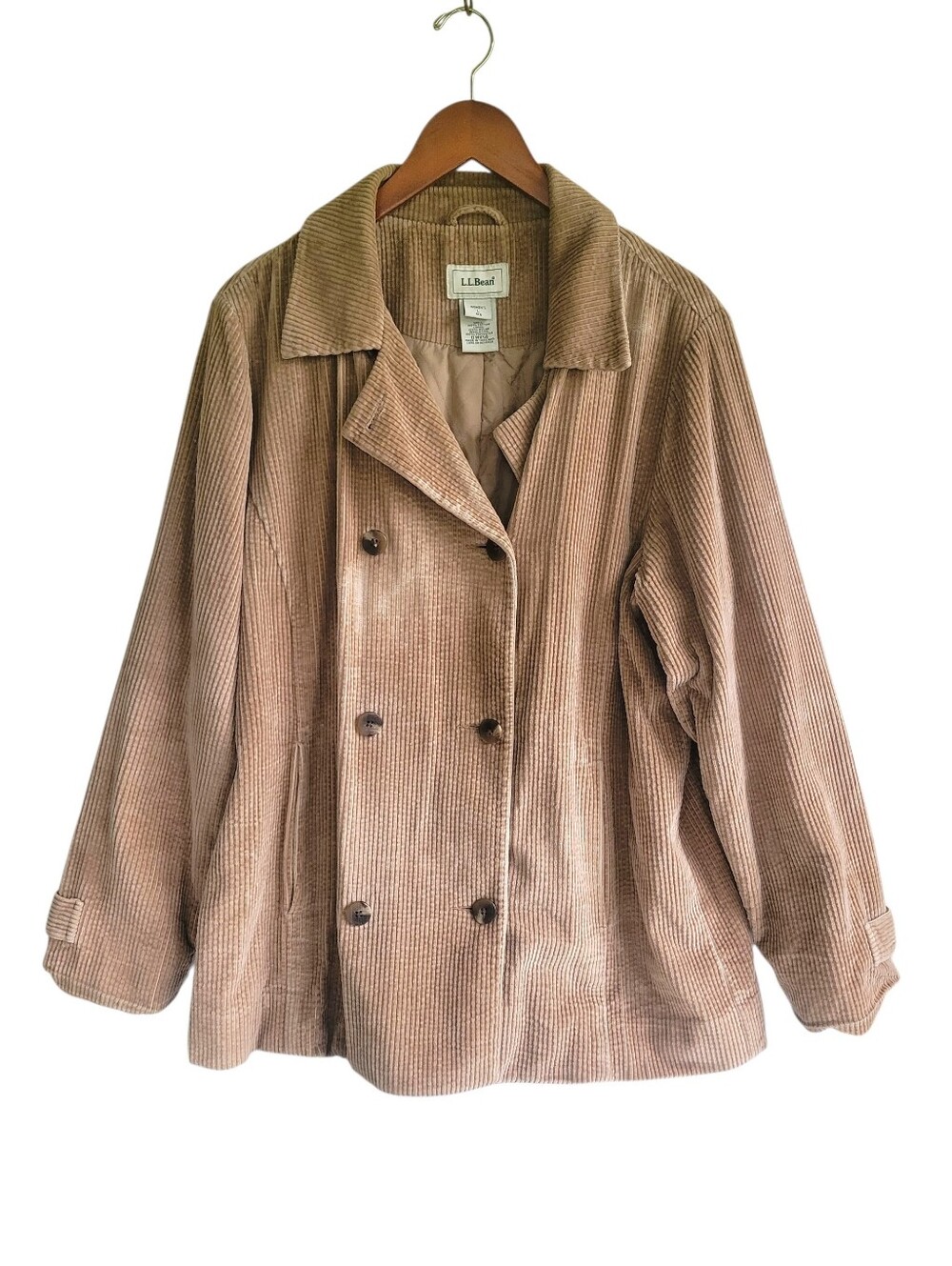 Vintage LL Bean Classic  Corduroy Fully Lined Jacket Tan Womens Large